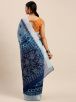 Blue and Off White Pochampally Cotton Saree with Geometric Print and Printed Border – Traditional Indian Wear Manufacturers  in Delhi