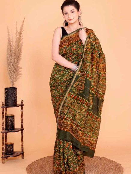 Charming Multi Color Chanderi Silk Printed Saree Wedding Wear with Blouse Piece Manufacturers  in Delhi