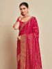 Charming Pink and Gold Synthetic Printed Saree with Ethnic Motifs - Ideal for Festive Celebrations Manufacturers  in Delhi