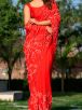 Charming Red Blended Pearl Work Saree with Dry Clean Only Manufacturers  in Delhi