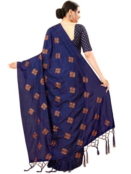 Classic Embroidered Silk Blend Mundum Neriyathum Saree in Blue A Blend of Tradition and Style Manufacturers  in Delhi