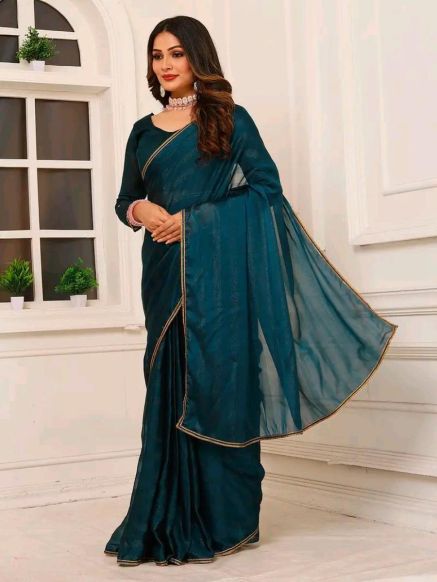 Dark Blue Butter Silk Saree with Woven Design Border Unstitched Manufacturers  in Delhi