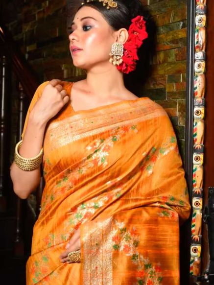 Designer Indian Jamdani Saree with Customized Fabric and Artistic Print Patterns Manufacturers  in Delhi