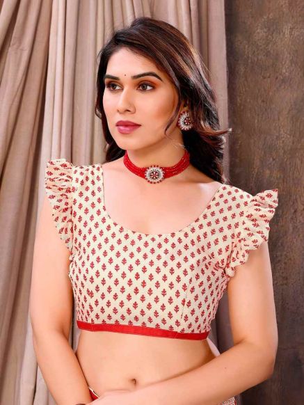 Elegant Cream and Red Ethnic Motifs Printed Jute Cotton Saree with Printed Border – Perfect for Festive Occasions Manufacturers  in Delhi