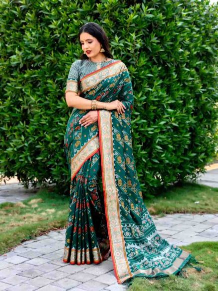 Elegant Digital Printed Multi Color Berry Patola Silk Saree for Festive Wear Manufacturers  in Delhi