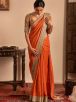 Elegant Dupion Silk Saree Olive Orange and Gold with Kashida Craftsmanship Manufacturers  in Delhi