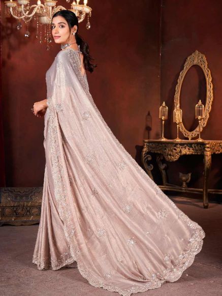 Elegant Grey Bead Work Saree with Sequin Detailing - Perfect for Party Wear Manufacturers  in Delhi
