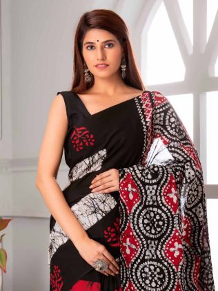 Elegant Multi Color Cotton Saree with Hand Block Print and Bead Work - Perfect for Party Wear Manufacturers in Delhi