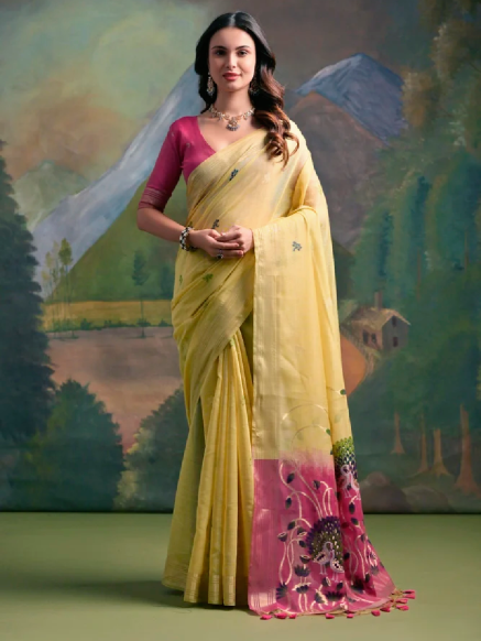 Elegant Multi Color Muga Silk Saree Party Saree Handwash Blouse Included Machine Made Manufacturers  in Delhi