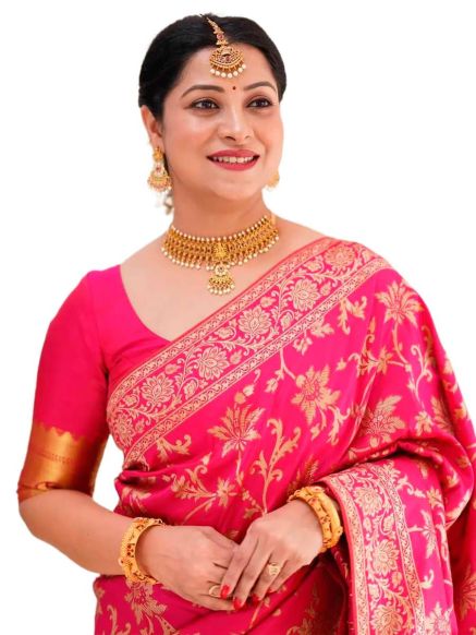 Elegant Pink Banarasi Soft Silk Bridal Saree Indian Traditional Wear with Golden Zari Weaving Manufacturers  in Delhi