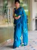 Elegant Rich Blue Chiffon Saree with Floral Hand painted Design Classy and Lightweight Manufacturers  in Delhi