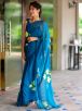 Elegant Rich Blue Chiffon Saree with Floral Hand painted Design Classy and Lightweight Manufacturers  in Delhi