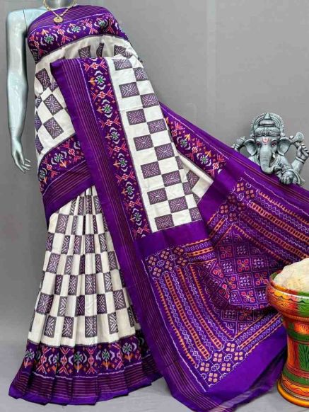 Elegant Silk Ikkat Saree with Weaving Work and Printed Design Manufacturers  in Delhi