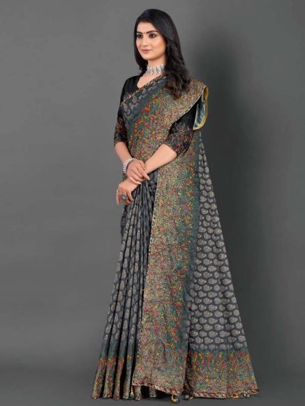 Exquisite Multi Color Banana Silk Saree with Intricate Thread Work for Elegant Party Wear Manufacturers  in Delhi