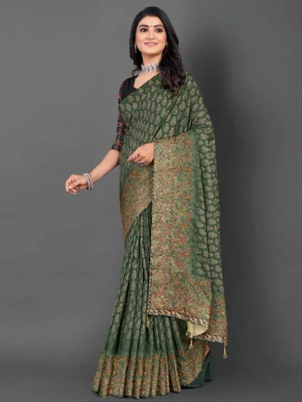 Exquisite Multi Color Banana Silk Saree with Intricate Thread Work for Elegant Party Wear Manufacturers  in Delhi