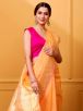Festive Peach Cotton Kora Saree with Traditional Handloom Weaving and Kadhwa Booti Work Manufacturers  in Delhi