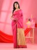 Festive Pink and Gold Toned Solid Cotton Blend Saree with Zari Border – Perfect for Special Occasions Manufacturers  in Delhi