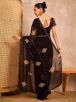 Floral Embroidered Black and Green Poly Georgette Saree with Embellished Border - Party Occasion Manufacturers  in Delhi