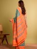 Geometric Print Green and Orange Pochampally Cotton Saree with Solid Border – Traditional Indian Style Manufacturers  in Delhi