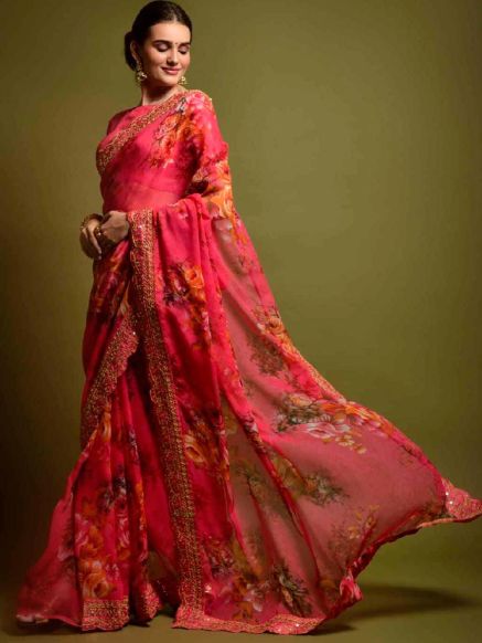 Georgette Saree for Women Traditional Indian Design Ideal for Weddings Parties and Special Occasions Manufacturers  in Delhi
