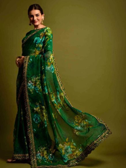 Georgette Saree for Women Traditional Indian Design Ideal for Weddings Parties and Special Occasions Manufacturers  in Delhi