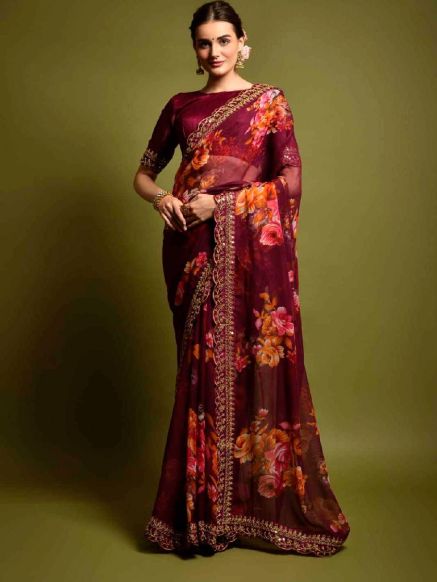 Georgette Saree for Women Traditional Indian Design Ideal for Weddings Parties and Special Occasions Manufacturers  in Delhi