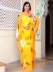 Graceful Hand Painted Yellow Organza Saree Perfect for Festive Occasions Manufacturers  in Delhi