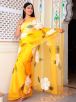 Graceful Hand Painted Yellow Organza Saree Perfect for Festive Occasions Manufacturers  in Delhi
