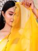 Graceful Hand Painted Yellow Organza Saree Perfect for Festive Occasions Manufacturers  in Delhi