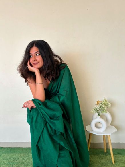 Green Premium Khadi Cotton Saree - Traditional Indian Wear Manufacturers  in Delhi