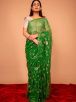 Green Viscose Chiffon Butta Saree with All Over Aari Sequins Jaal Work Solid Pattern Manufacturers  in Delhi