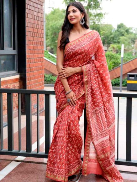 Hand Block Printed Maheshwari Silk Saree in Multi Color for Party Wear Traditional Design Manufacturers  in Delhi