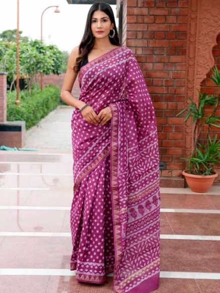 Hand Block Printed Maheshwari Silk Saree in Multi Color for Party Wear Traditional Design Manufacturers  in Delhi