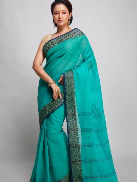 Handcrafted Multi Color Pure Cotton Tant Saree with Woven Border - Casual Wear Manufacturers  in Delhi