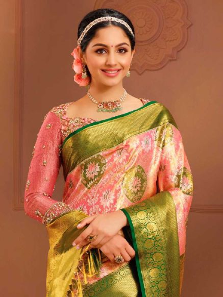 Light Pink Pattu Saree in Pure Dupion Silk Perfect for Special Occasions Manufacturers  in Delhi