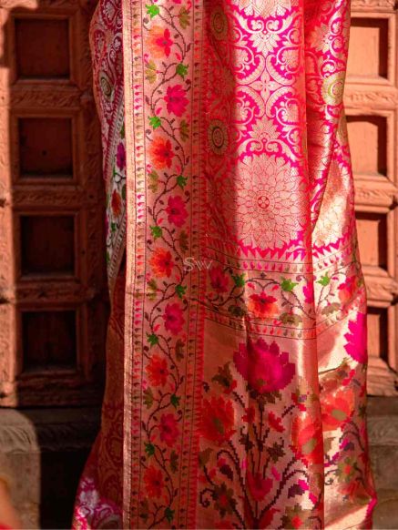 Luxurious Handwoven Pink Pure Katan Silk Banarasi Brocade Saree Dry Clean Only Manufacturers  in Delhi