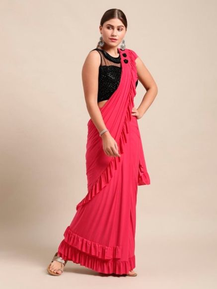 Multi Color Lycra Saree for Parties – Ready Made Plain Design Manufacturers  in Delhi