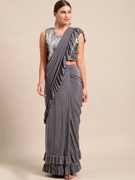 Multi Color Lycra Saree for Parties – Ready Made Plain Design Manufacturers  in Delhi