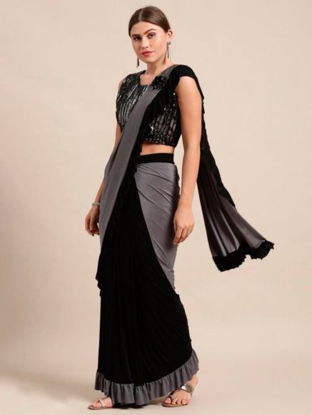 Multi Color Lycra Saree for Parties – Ready Made Plain Design Manufacturers  in Delhi