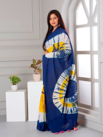 Multi Colored Cotton Shibori Saree for Daily Wear - Comfortable and Stylish Manufacturers  in Delhi