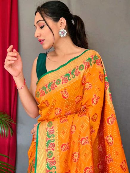 Premium Silk Screen Printed Multi Color Patola Silk Saree for Parties Manufacturers  in Delhi