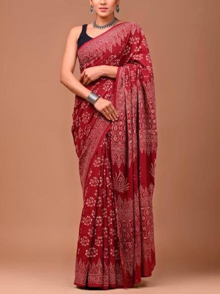 Pure Cotton Printed Saree with Block Prints and Hand Work Manufacturers  in Delhi