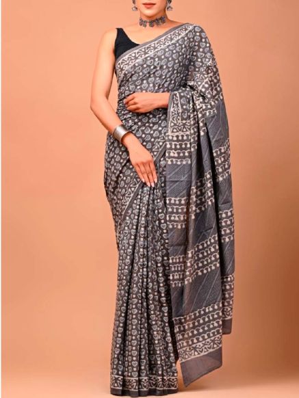 Pure Cotton Printed Saree with Block Prints and Hand Work Manufacturers  in Delhi