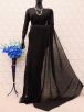 Simple and Stylish Black Georgette Plain Saree with Thread for Festive Occasions Manufacturers  in Delhi