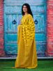 Stunning Yellow and Green Ethnic Motifs Print Cotton Mulmul Saree – Block Print Work with Printed Border Manufacturers  in Delhi