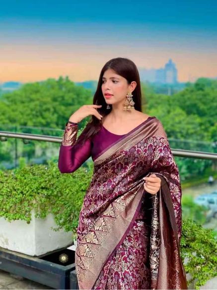 Stylish Banarasi Silk Party Saree with Blouse Piece for Indian Fashion Trends Manufacturers  in Delhi