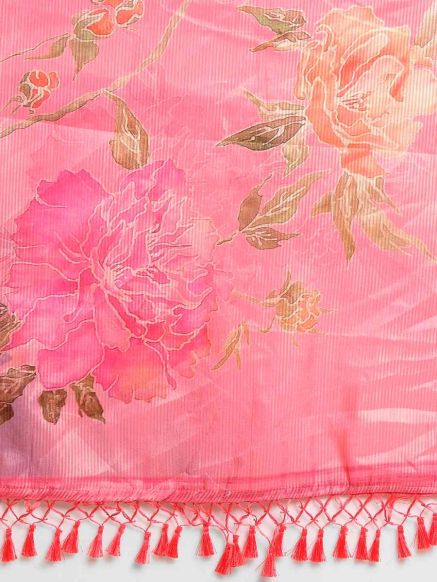 Stylish Pink Maheshwari Silk Saree with Floral Print for Festive and Traditional Occasions Manufacturers  in Delhi