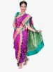 Stylish Printed Silk Nauvari Saree in Purple Pink and Golden with Unstitched Blouse Piece Manufacturers  in Delhi