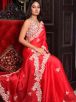 Stylish Red Georgette Stone Work Saree with Intricate Diamond and Embroidery Work Ideal for Party Wear Manufacturers  in Delhi