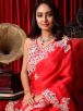 Stylish Red Georgette Stone Work Saree with Intricate Diamond and Embroidery Work Ideal for Party Wear Manufacturers  in Delhi